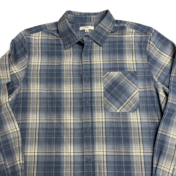 DAILY THREAD BUTTON UP SHIRT PLAID MENS L BLUE KHAKI CASUAL LONG SLEEVE NWT - Picture 4 of 11